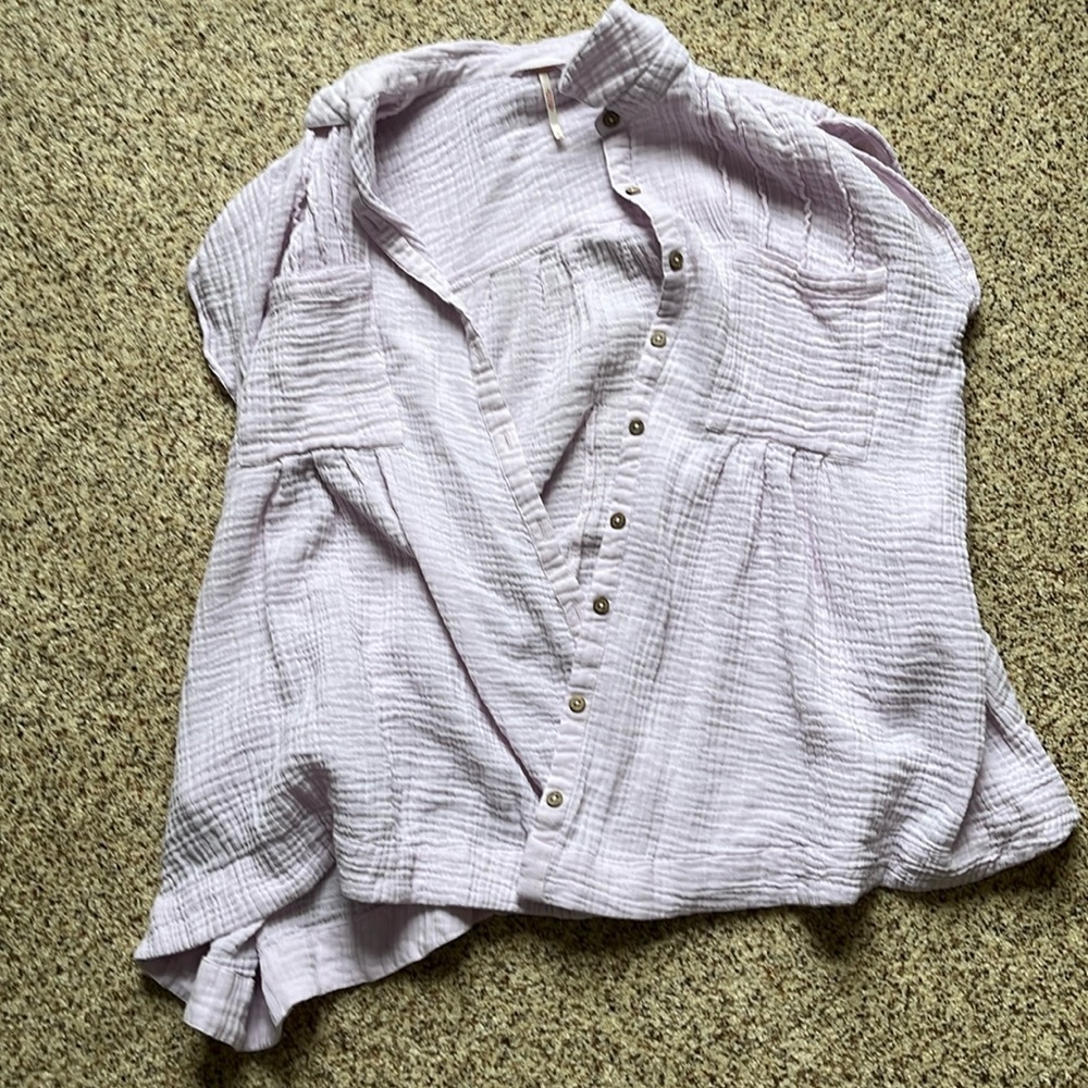 Button up short sleeve linen free people